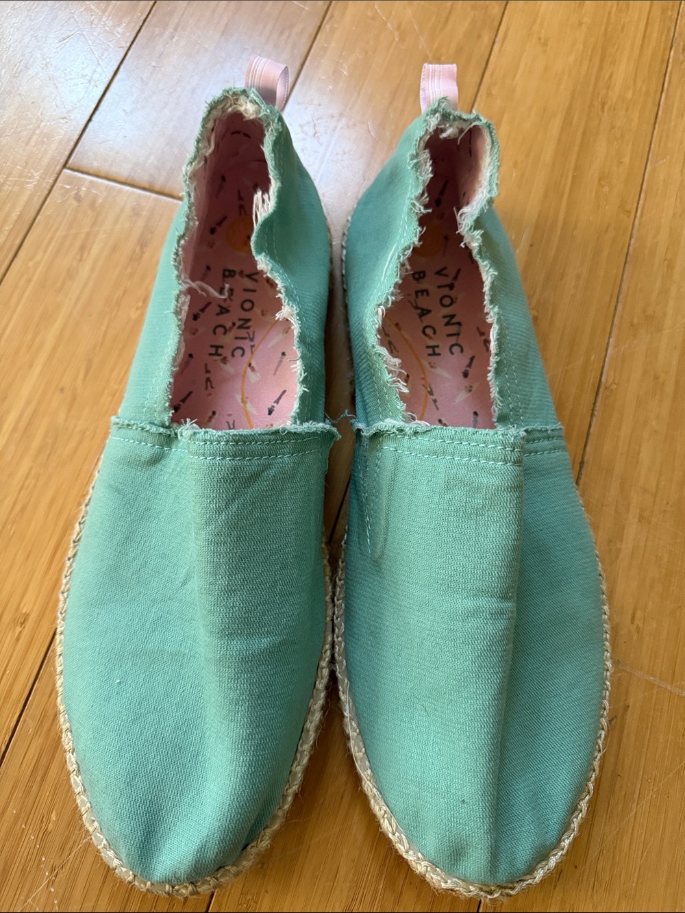 Vionic Seafoam Green Canvas Slip-On Flats